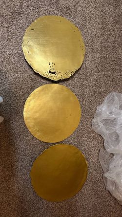 Phillips Collection Cast Oil Drum Wall Discs Gold Leaf Wall Decor Set of 3
