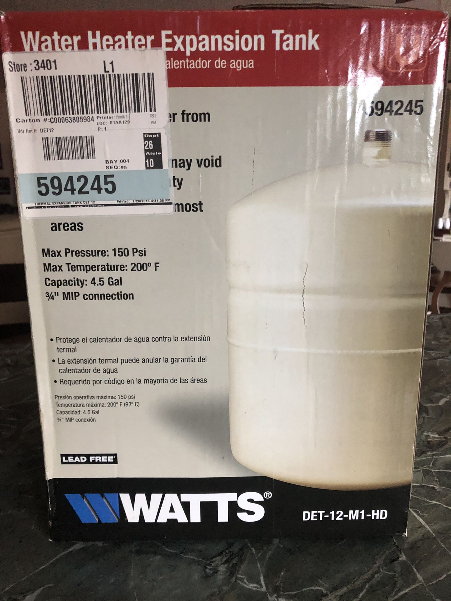 WATTS Water heater expansion tank