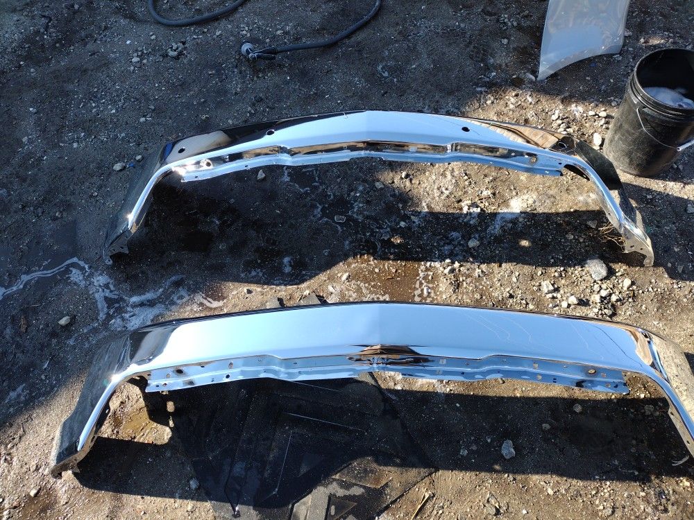To Chrome Front Bumpers For 2019 To 2021 Chevy 1500 OEM Part