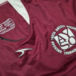 Maroon and White AYSO Soccer Jersey. American Youth Soccer Organization T-Shirt