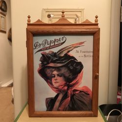 Beautiful ! Oak Victorian Display Cabinet With Gorgeous Victorian Lady 