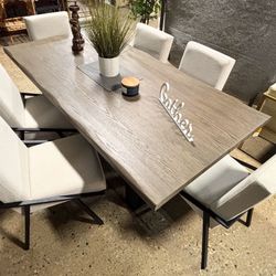 New 7 Piece Contemporary Modern Dining Set 
