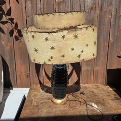 antique lamp 60s black hand made.