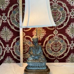 Heavy Bronze Chinese Deity Sculpture Lamp 