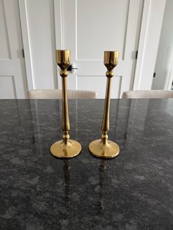 Gold candle holders 10in