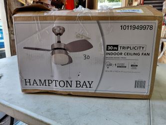 Hampton bay 30" triplicity ceiling light fixture with led light in brushed nickel