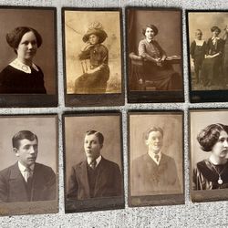 Rare Antique Cabinet Card Photo Lot (9) – Hildegard Hellström, Alby Sweden – ca. 1895–1910 – Female Photographer