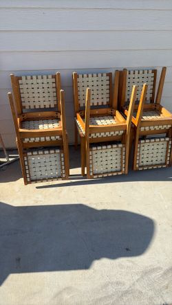 Set A Four Outdoor Wood Chairs