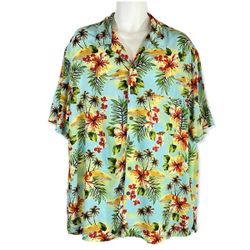 George Hawaiian Tropical Flower Print Short Sleeve Shirtop T Tee Shirt Mens Size 2XL extra Large