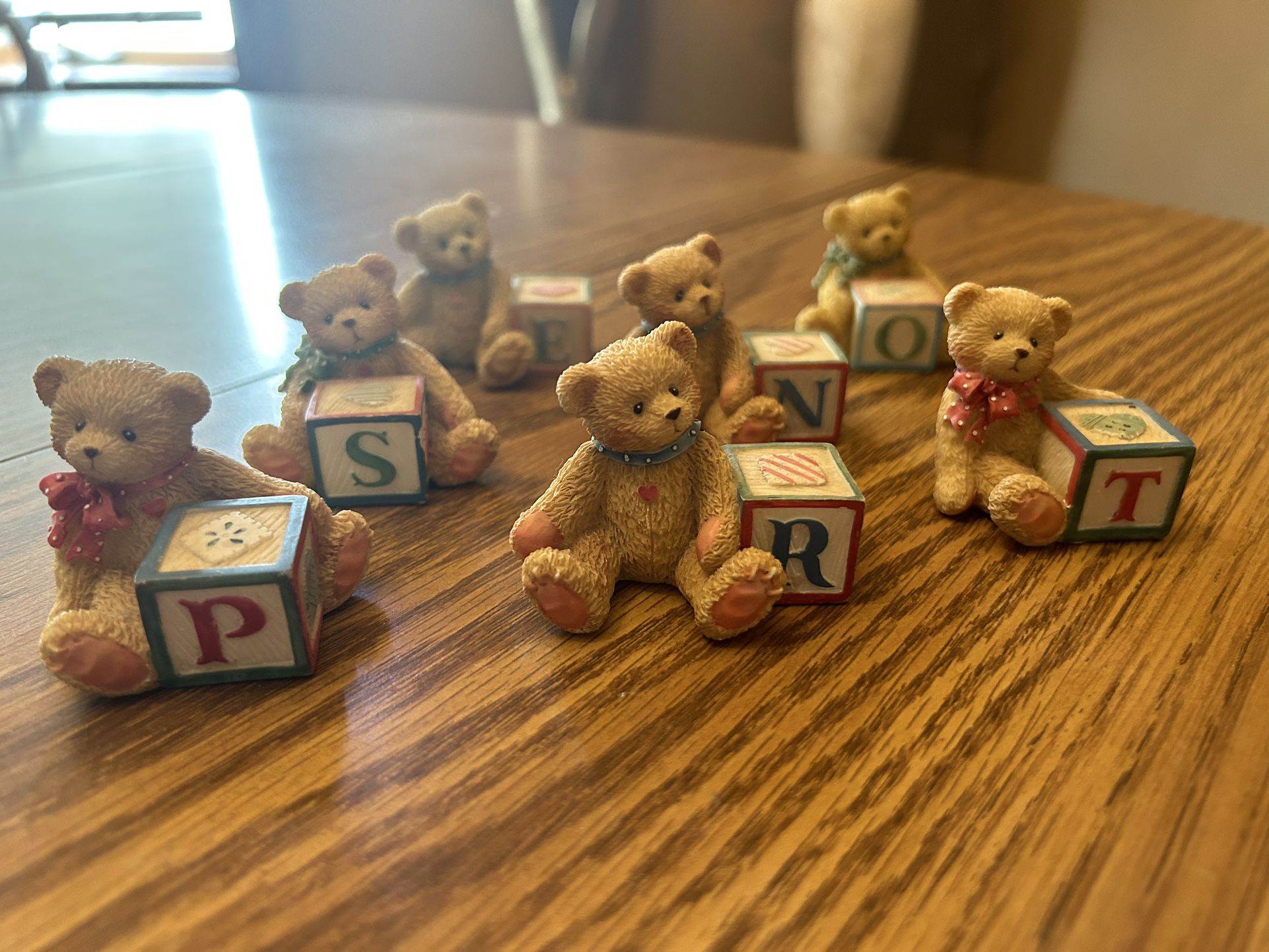 Miniature Cherished Teddies Bear Letter Block Mini Figurine Lot - as pictured 