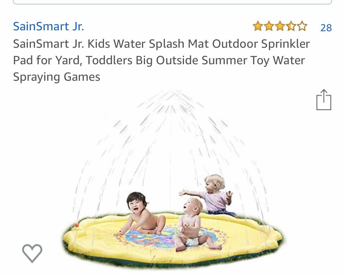 SainSmart Jr. Kids Water Splash Mat Outdoor Sprinkler Pad for Yard, Toddlers Big Outside Summer Toy Water Spraying Games