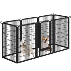 39.5″ Tall Dog Playpen Panels, 8 Panels Dog Playpen, Metal Pet Playpen, Steel Dog Cat Exercise Barrier Outdoor Indoor Fence w/Door
