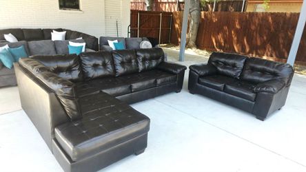 Sectional and loveseat