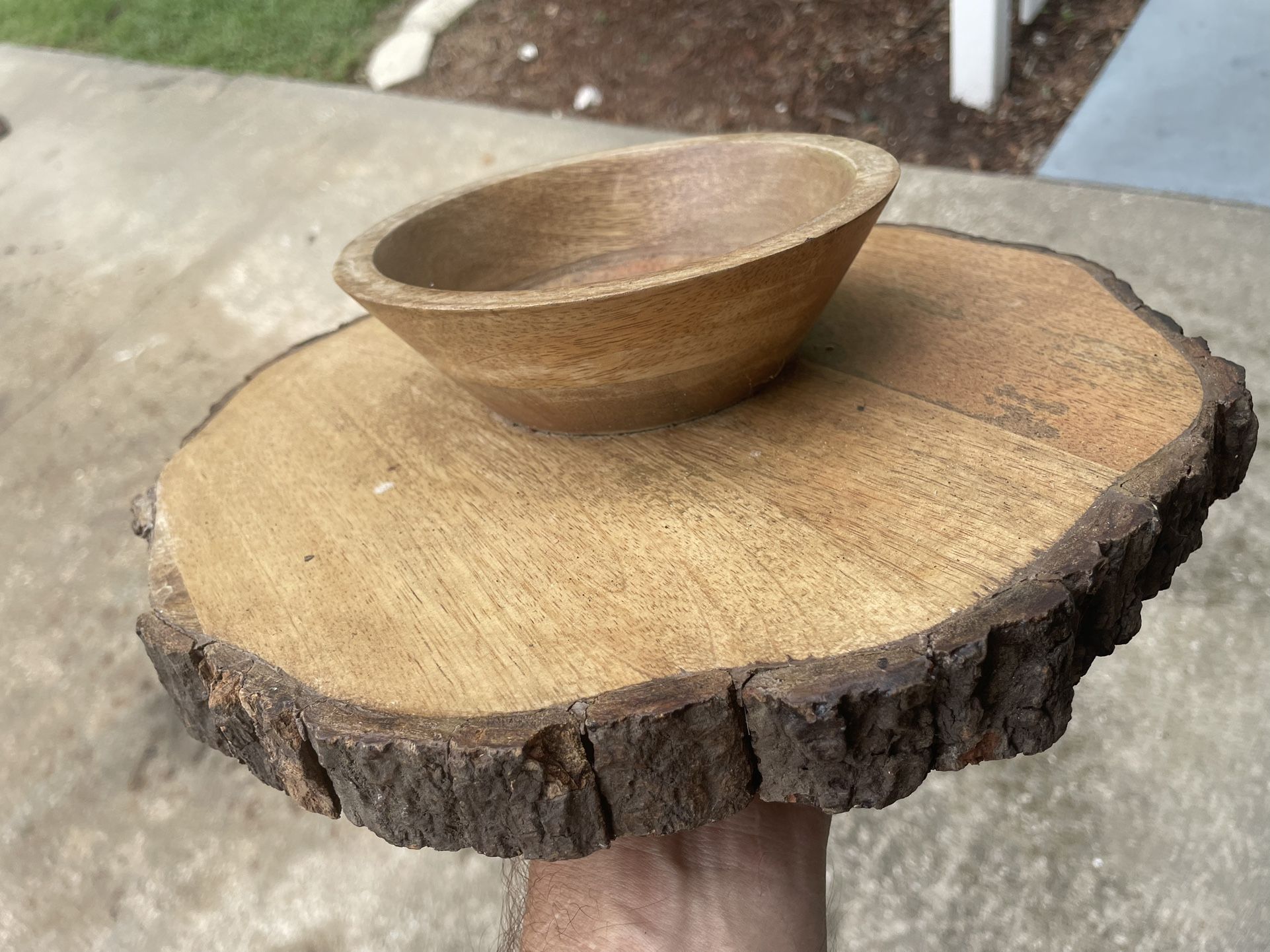 Hand Made Wood Plate With Wood Bowl