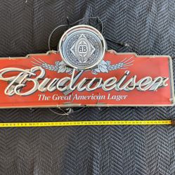 Vintage Budweiser Neon Sign – Large Bar Decor Wall Piece