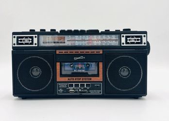 Supersonic SC-3201BT 4 Band Radio & Cassette Player Boombox, Bluetooth Speaker,