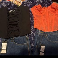 Women Jeans Bundle With Corset Tops
