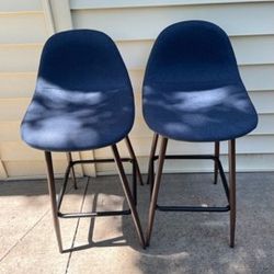 New, Price Firm, Set of 2, Copley Upholstered Counter Height Barstool, Blue - Project 62