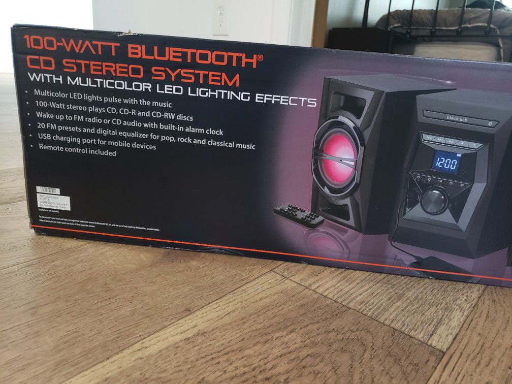 Black web 100 watt bluetooth CD stereo system
