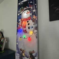 $45.00 - 3FT Christmas Wall Art With Music & LED Lights!  White + Blinking Colorful Lights/Sensor Activated Music!  Like New!