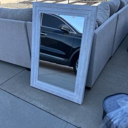 Mirror With White Wooden Border