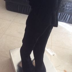 Ladies black suede thigh high boots