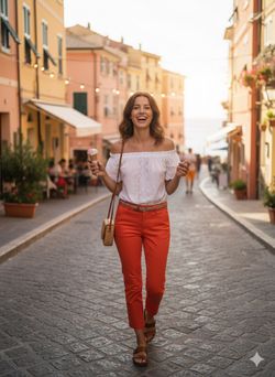 🍊 Charter Club Cropped Chinos - Bright Coral/Orange - Size 4 Petite (Worn Once!) ☀️