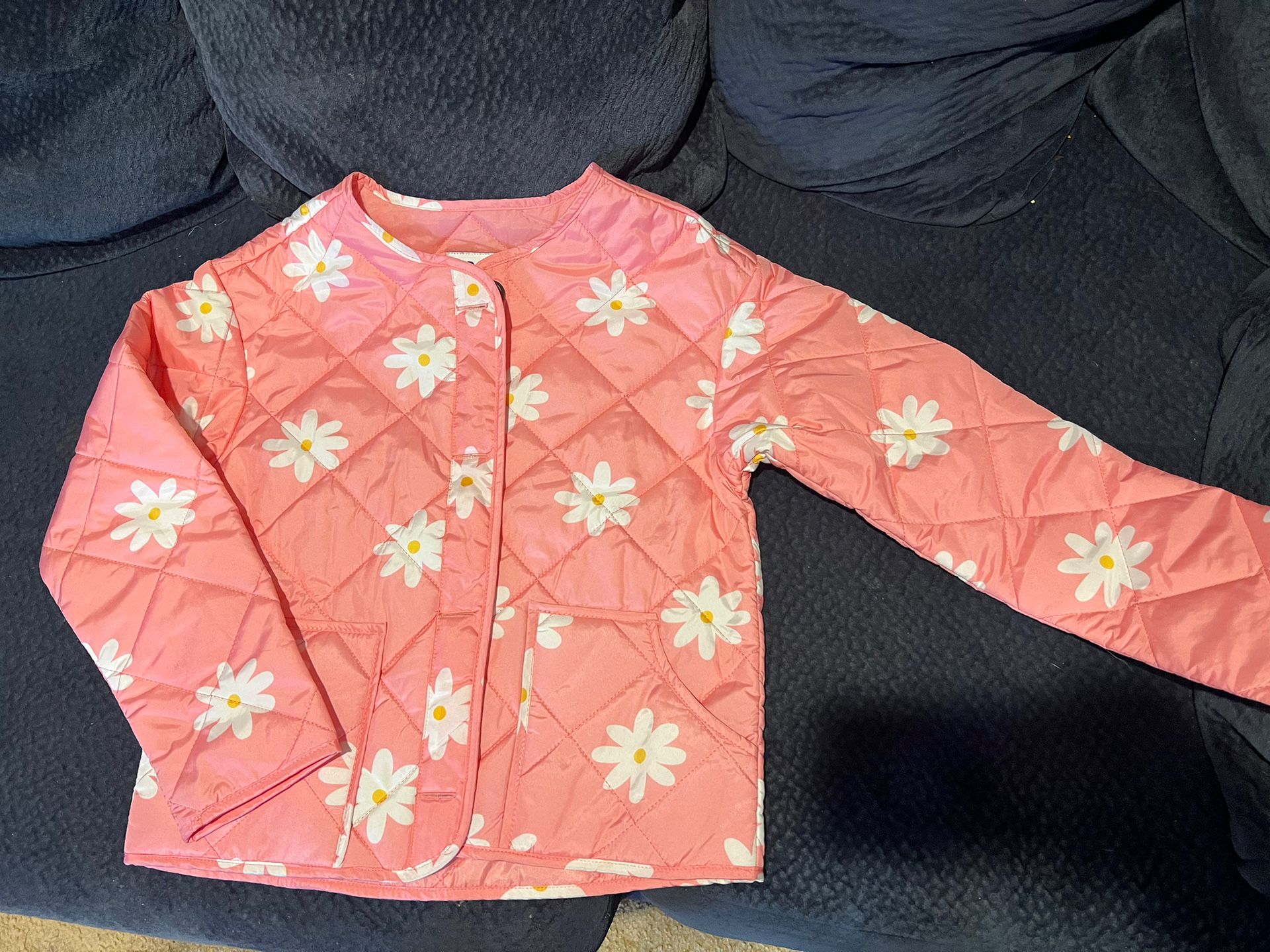 Girls Size 10/12 Collarless Quilted Jacket 