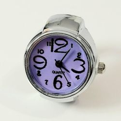 Silver Women's ring watch Quartz movement Lilac Face Gift
