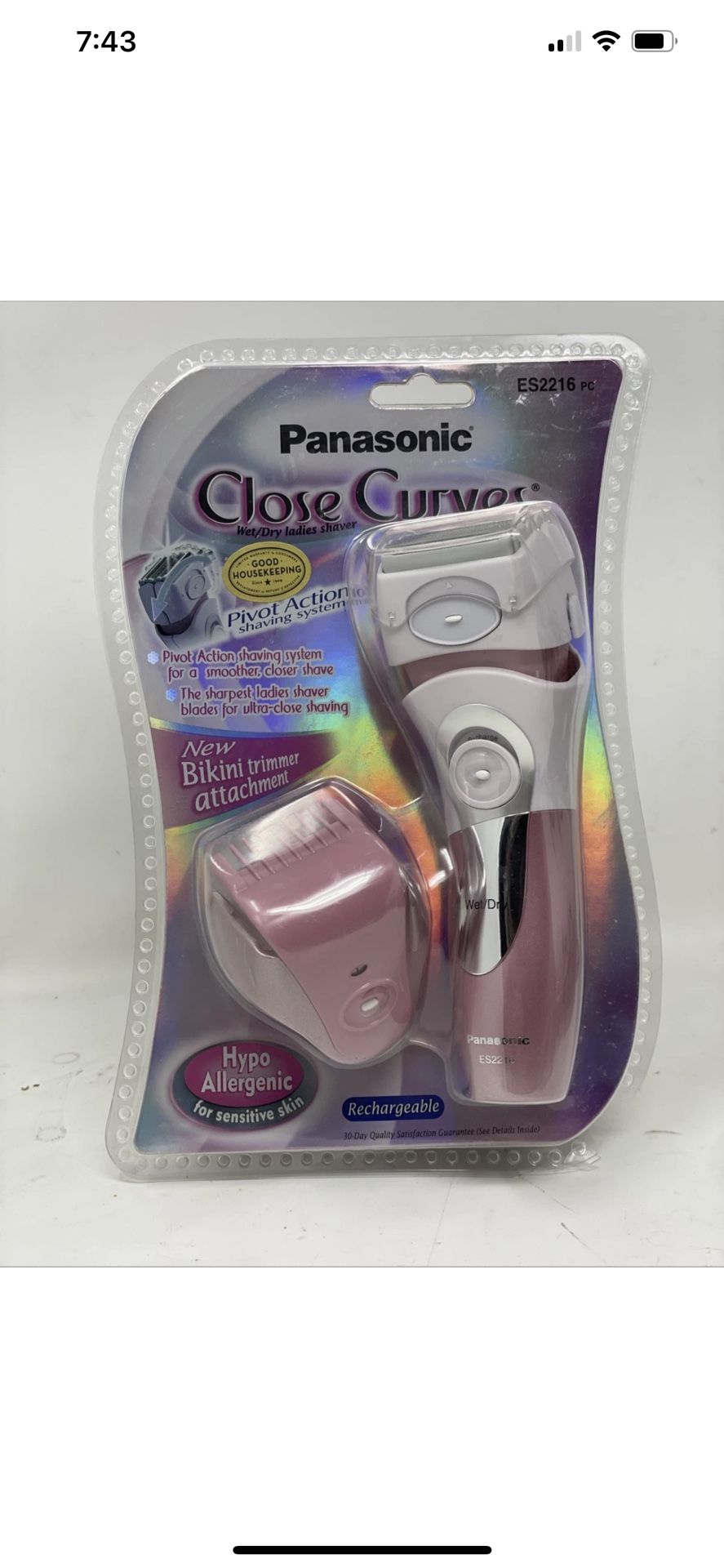 New Panasonic ES 2216PC close curves wet dry lady shaver rechargeable mauve pink