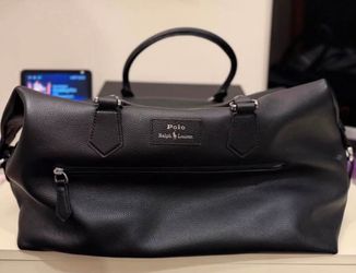 Polo Ralph Lauren  Pebbled Black Leather DuffelWeekender Bag
