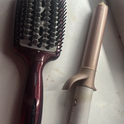 hair beush straightner & curling iron 