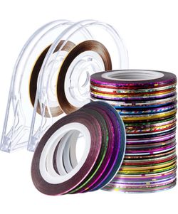 QA 60 Colors Nail Striping Tape Line & 2 Pieces Nail Tape Dispensers, Nail Art Decoration Stickers DIY Nail Tip