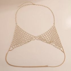 Rhinestone Bikini Mesh Bra 