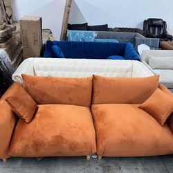 Niamph 88.97'' Velvet Upholstered Sofa