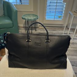 New! Deep Navy Leather Weekender Bag