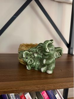 Vintage Ceramic Elephant Planter / Decorative Bowl
