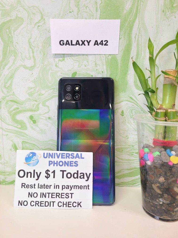 SAMSUNG GALAXY A42 5G 64GB UNLOCKED.  NO CREDIT CHECK $1 DOWN PAYMENT OPTION.  3 MONTHS WARRANTY * 30 DAYS RETURN * 