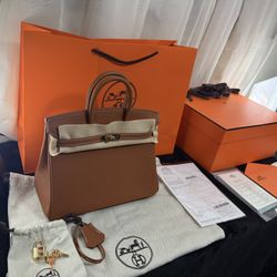 Hermes Birkin 25 - Brown and Gold - Togo Leather | Full Set | FLASH SALE