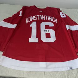 Nwt Authentic Jsa Auto Vladimir Konstantinov Adidas Detroit Red Wings Jersey 52