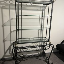 kitchen dining set with shelf organizer with wine rack 