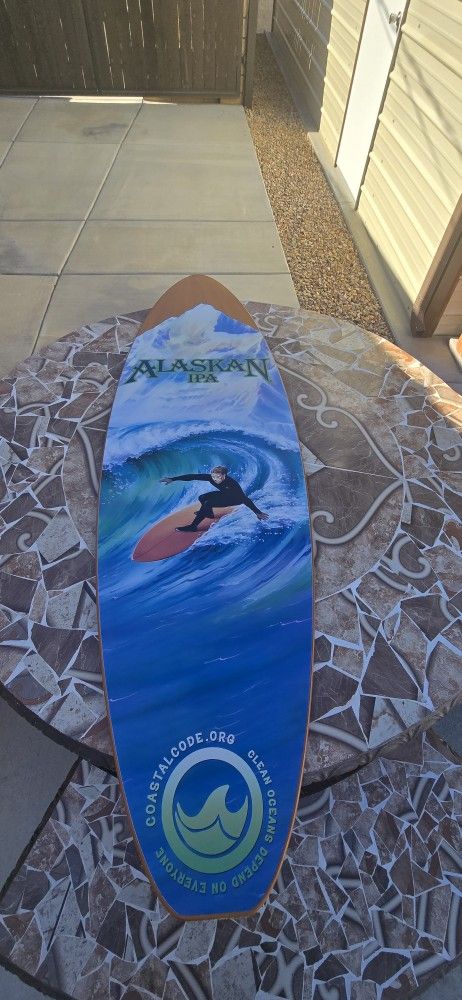 Alaskan IPA Wood Surfboard Display 72x21