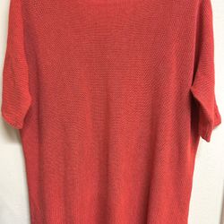 100% HEMP Specialty Knit Sweater Coral Orange Size Large