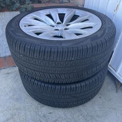 2 — 265/45r20 5x120 5x4.72 Stock Tesla Model X Wheels Rims Good 80% Treads Tires!!