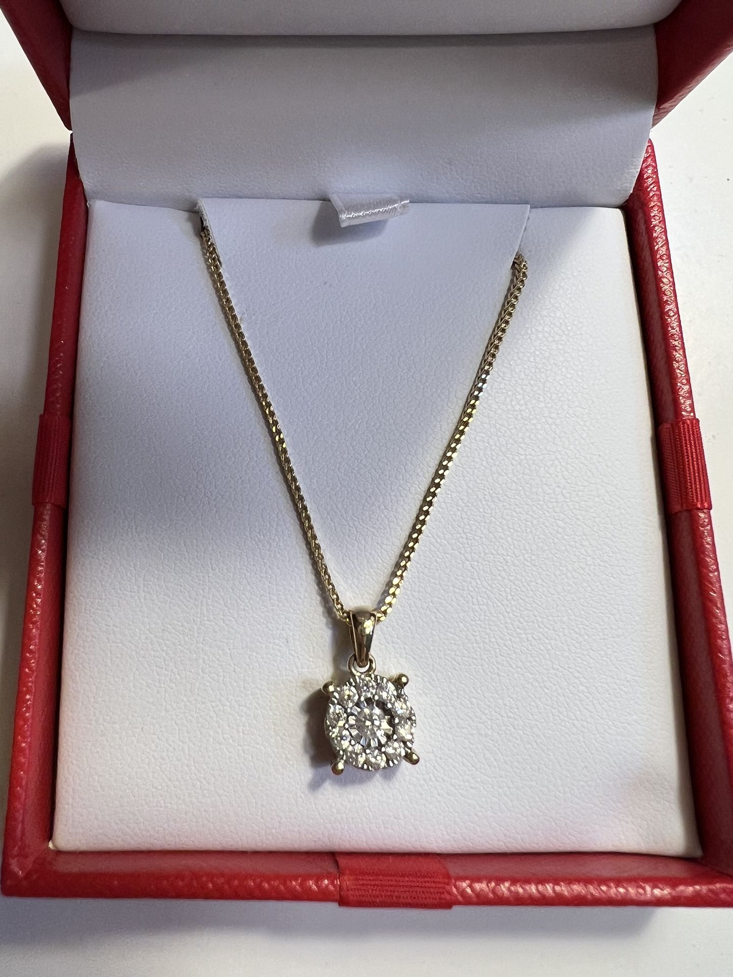 Diamond Necklace With 14k Gold Chain