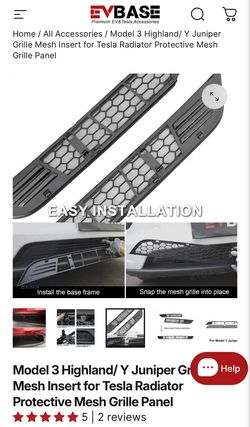 Tesla Model 3 Highland Mesh Front Vent Cover Brand New