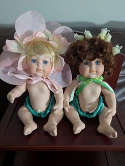 Anne Geddes Full Porcelain Baby Dolls – Rose Mark – $45 Each or $82 Pair OBO