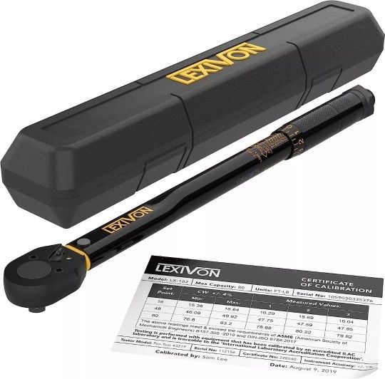 LEXIVON 3/8-Inch Drive Click Torque Wrench 10~80 Ft-Lb/13.6~108.5 Nm LX-182