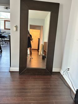 Large Full size mirror dark mahogany wood border