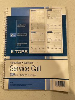 TOPS Service Call Forms Book – Carbonless Multi-Part Work Order Forms